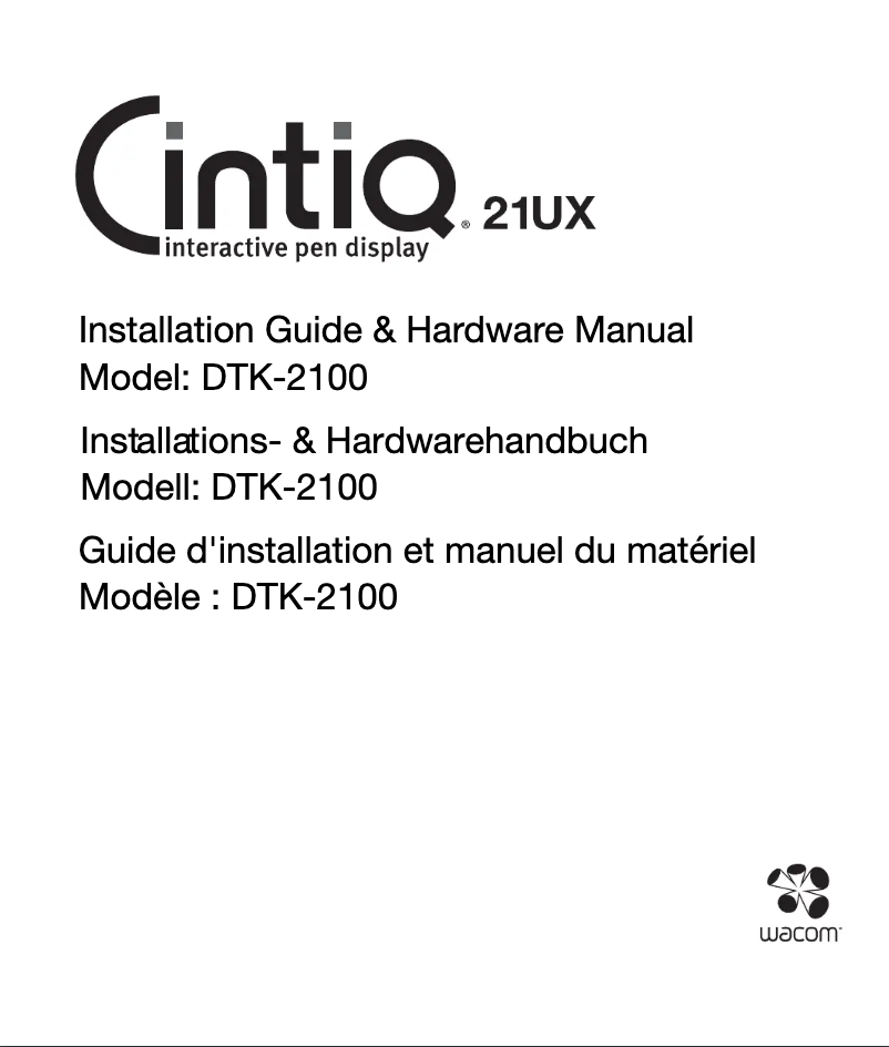 Imagen de la primera página del manual del dispositivo Cintiq 21UX