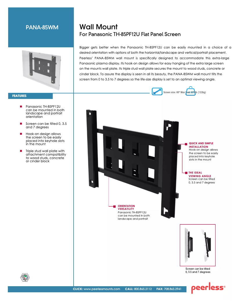 Imagen de la primera página del manual del dispositivo PANA-85WM