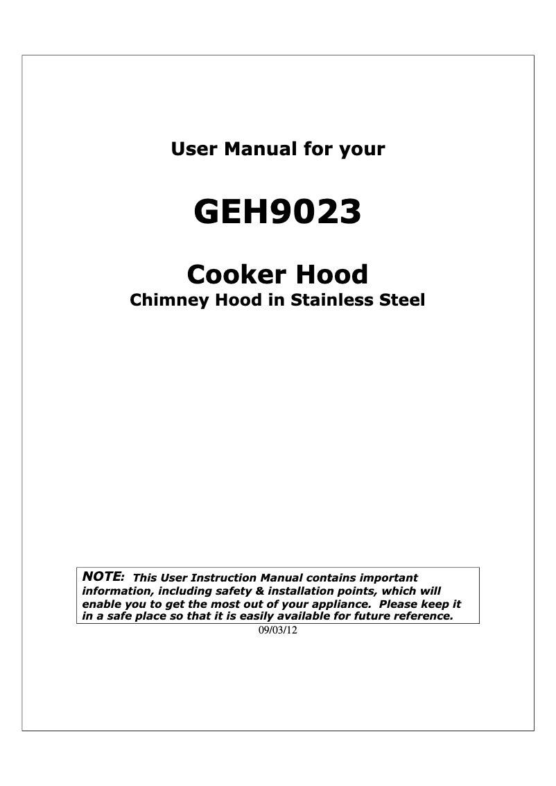 Página 1 del manual Manual de usuario Baumatic GEH9023