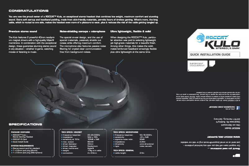 Imagen de la primera página del manual del dispositivo Kulo