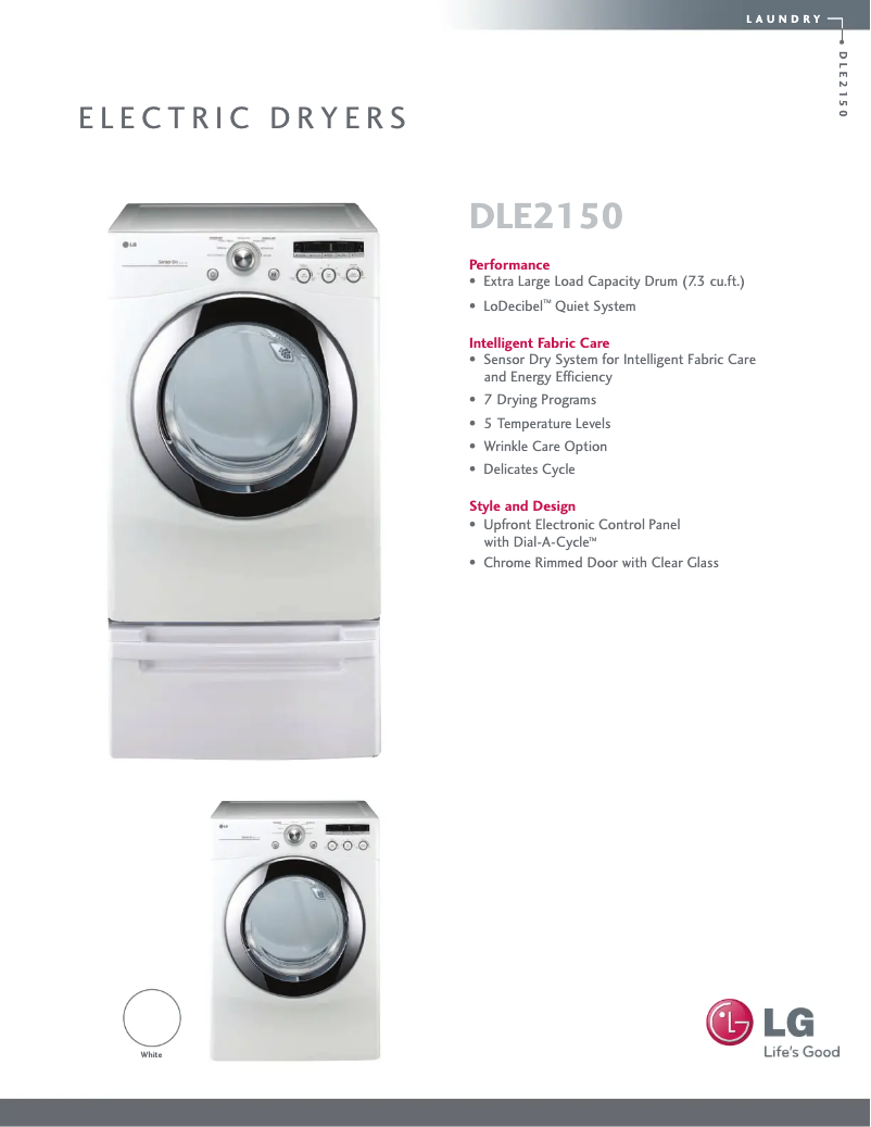 Página 1 del manual Ficha técnica LG DLE2150W