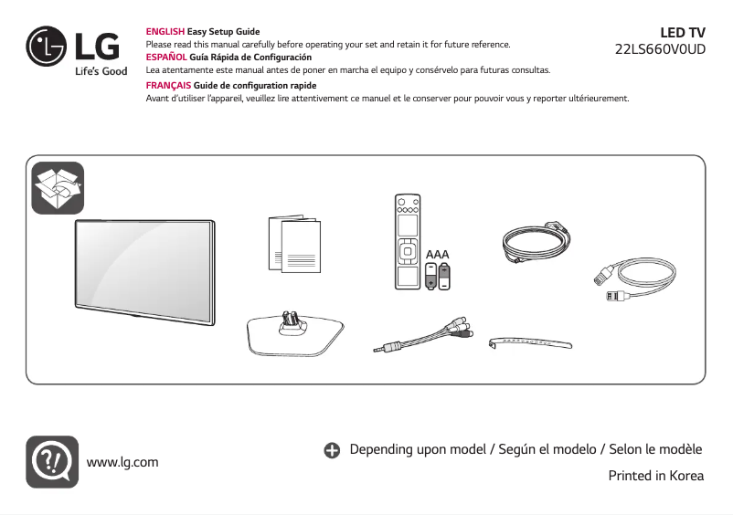 Imagen de la primera página del manual del dispositivo 22LS660V0UD