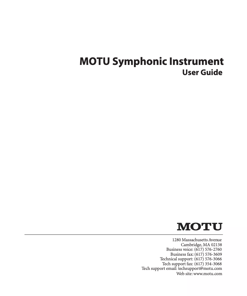 Imagen de la primera página del manual del dispositivo Symphonic Instrument