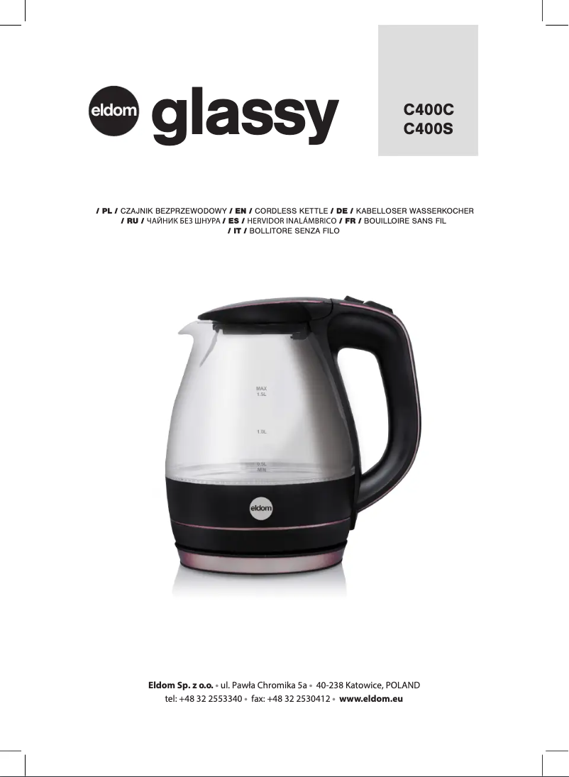 Imagen de la primera página del manual del dispositivo Glassy C400S