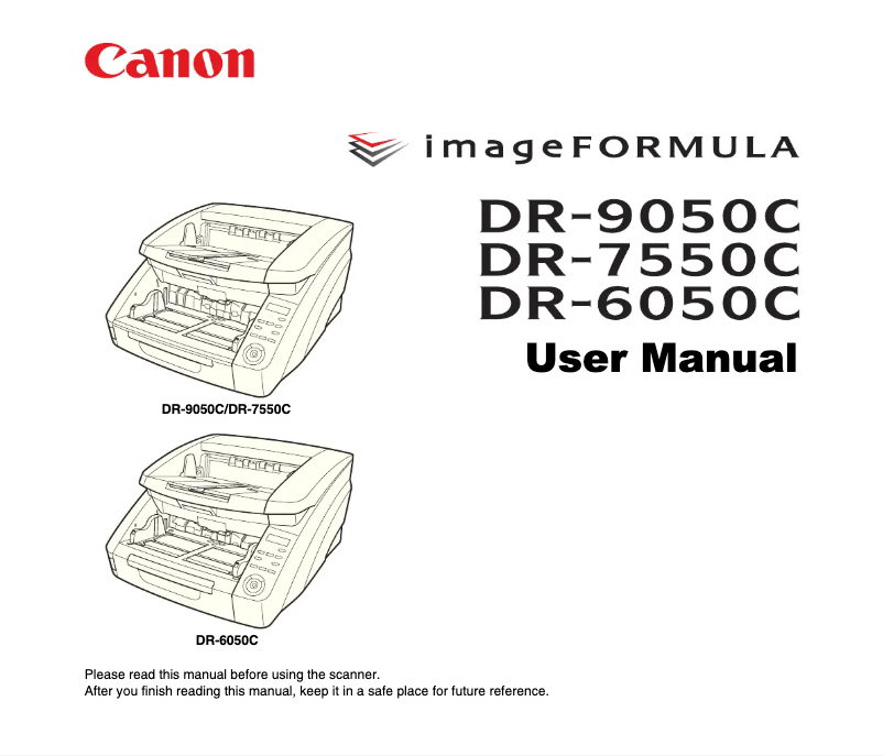 Imagen de la primera página del manual del dispositivo imageFORMULA DR-7550C