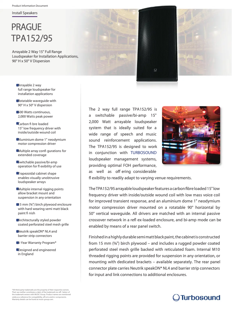 Imagen de la primera página del manual del dispositivo Prague TPA152/95