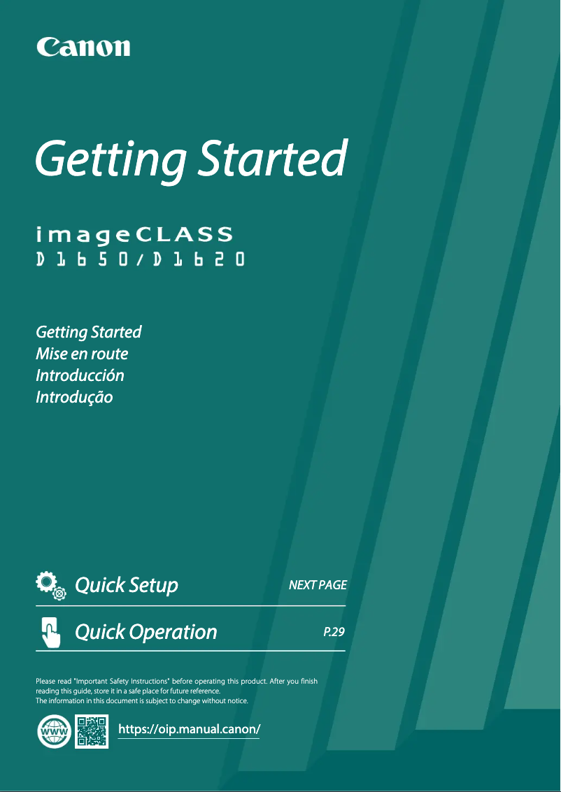 Página 1 del manual Manual de usuario Canon imageCLASS D1620