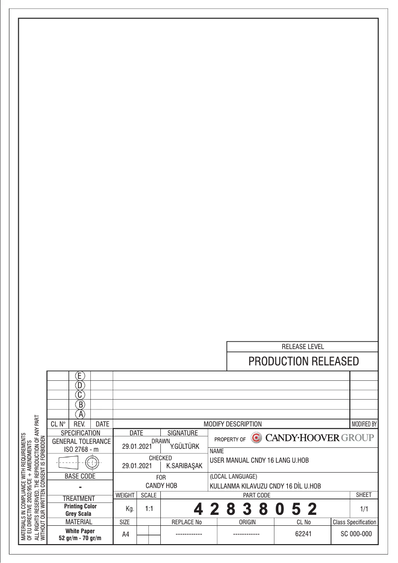 Página 1 del manual Manual de usuario Candy CHW74WX-ALG