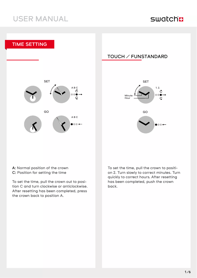 Página 1 del manual Manual de usuario Swatch Brossing GN244