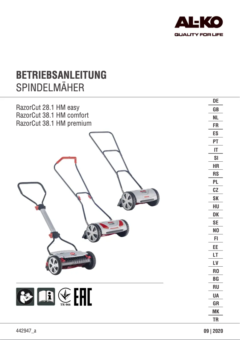 Página 1 del manual Manual de usuario AL-KO RazorCut 28.1 HM easy