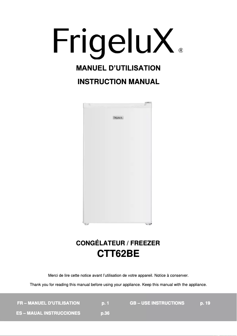 Imagen de la primera página del manual del dispositivo CTT62BE