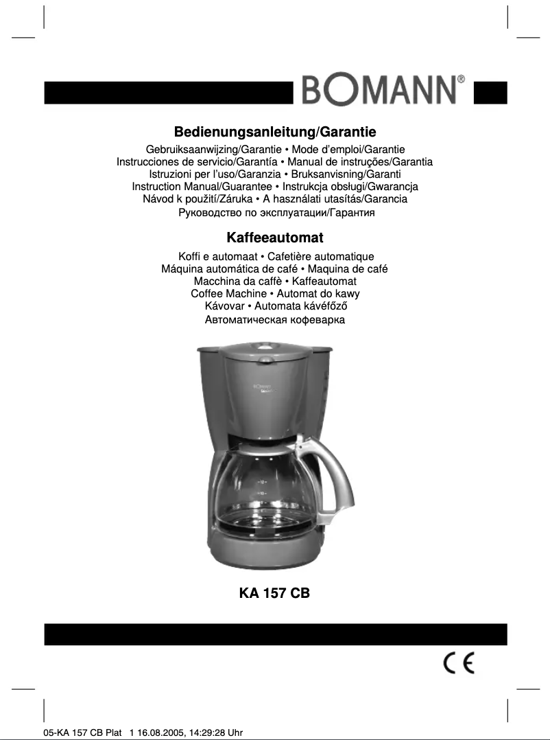 Imagen de la primera página del manual del dispositivo KA 157 CB
