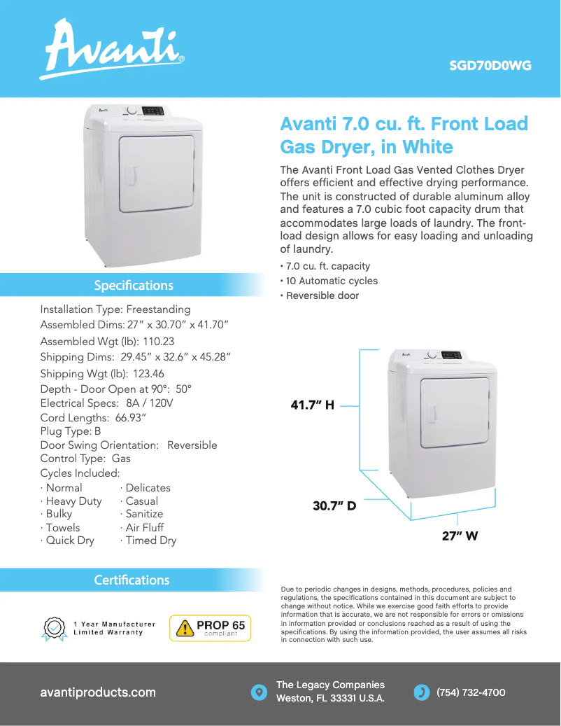 Imagen de la primera página del manual del dispositivo SGD70D0WG