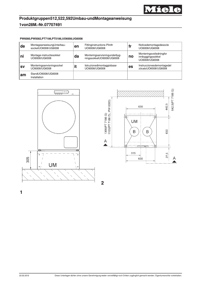 Página 1 del manual Manual de usuario Miele UG 6008