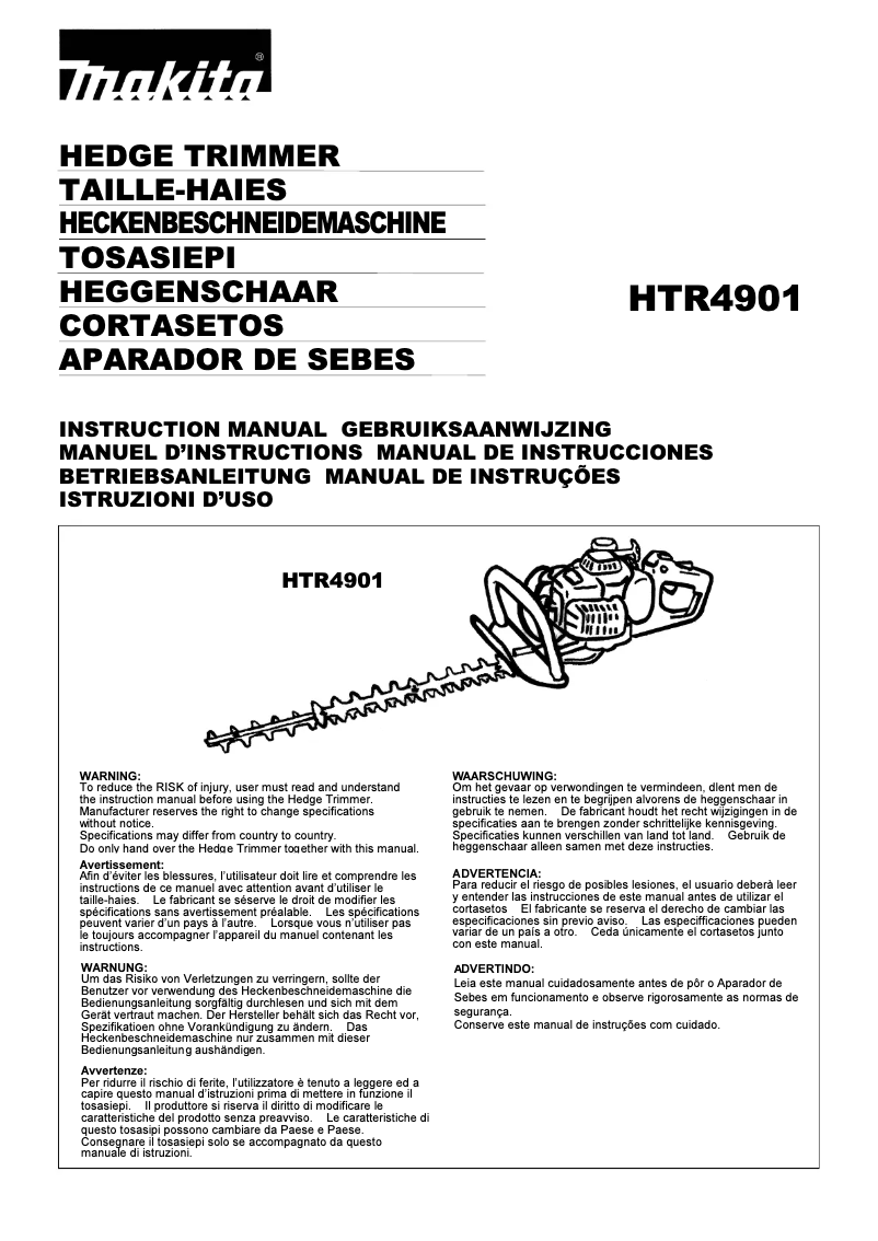 Imagen de la primera página del manual del dispositivo HTR4901