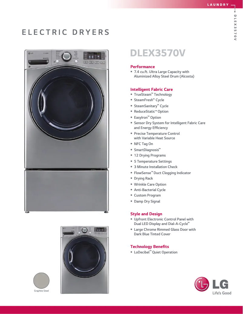 Página 1 del manual Ficha técnica LG DLEX3570V