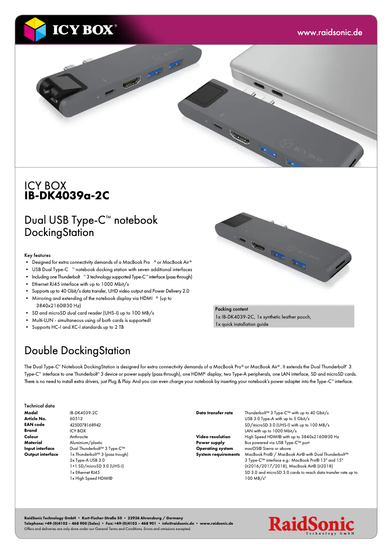 Imagen de la primera página del manual del dispositivo IB-DK4039-2C