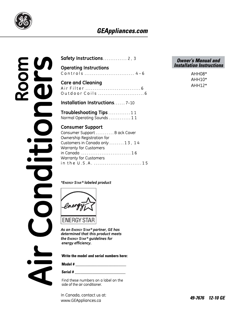Imagen de la primera página del manual del dispositivo AHH08LP