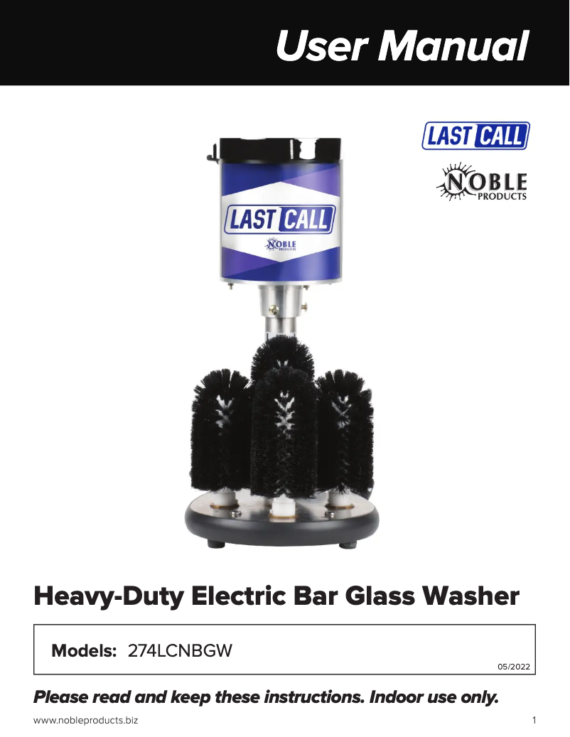 Imagen de la primera página del manual del dispositivo Last Call 274LCNBGW