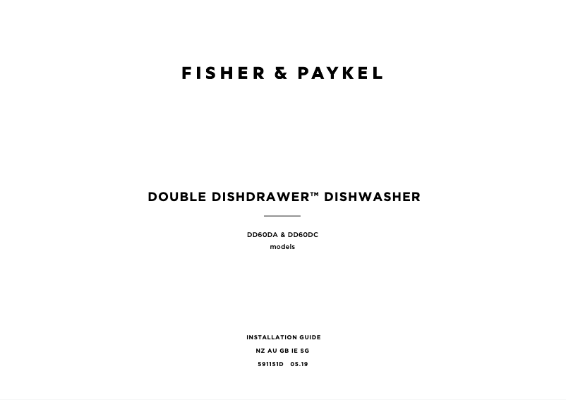 Página 1 del manual Guía de instalación Fisher & Paykel DD60DCW9