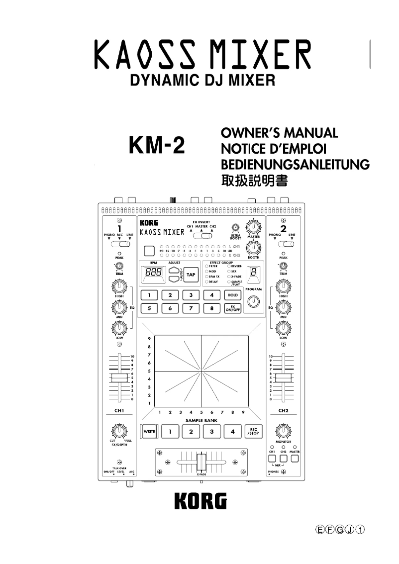 Imagen de la primera página del manual del dispositivo Kaoss Mixer