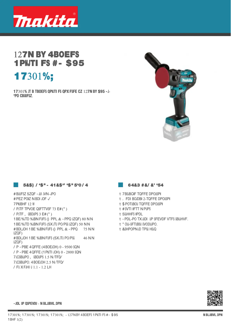 Página 1 del manual Ficha técnica Makita PV301DZ