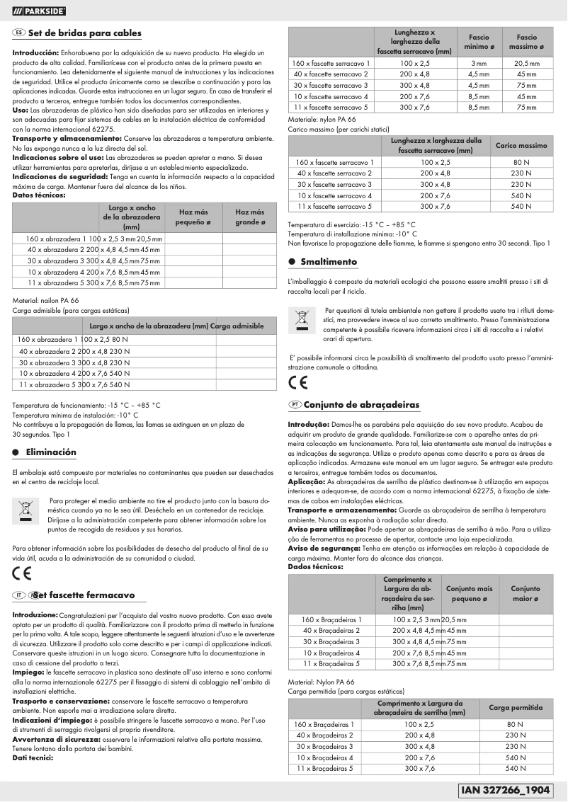 Página 1 del manual Manual de usuario Parkside HG01010A