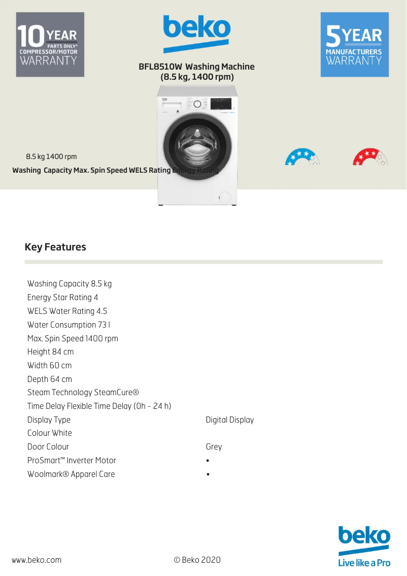 Imagen de la primera página del manual del dispositivo BFL8510W