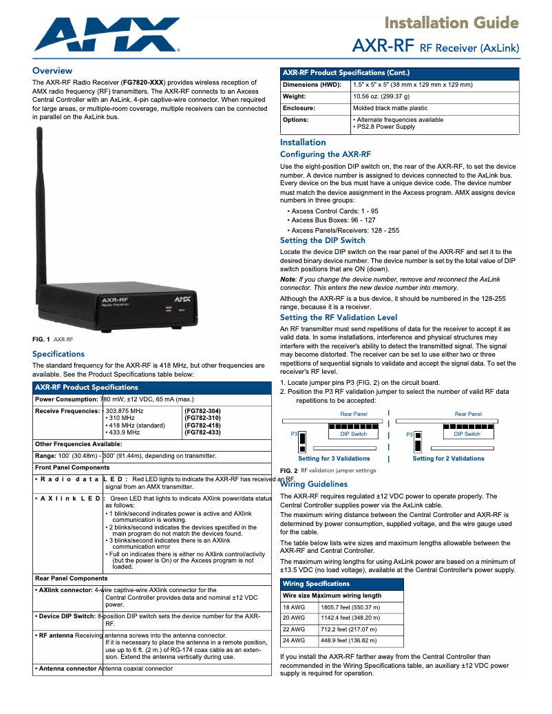 Página 1 del manual Manual de usuario AMX AXR-RF
