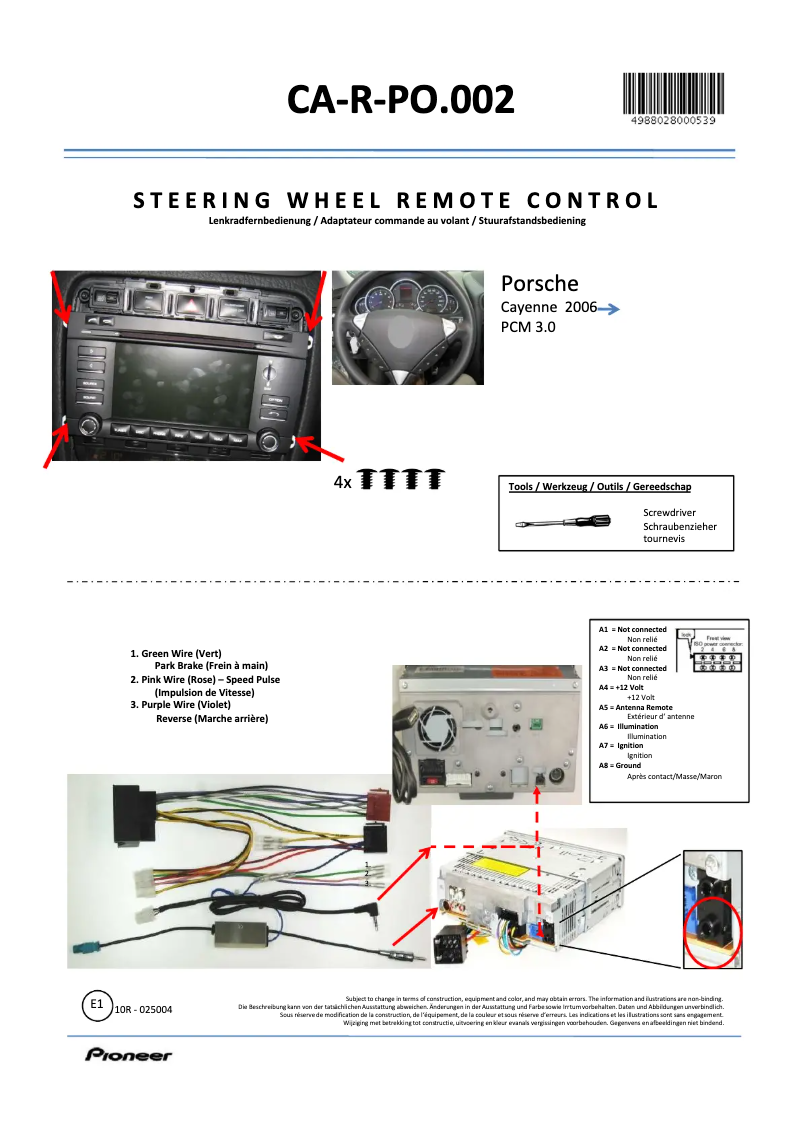Página 1 del manual Manual de usuario Pioneer CA-R-PO.002