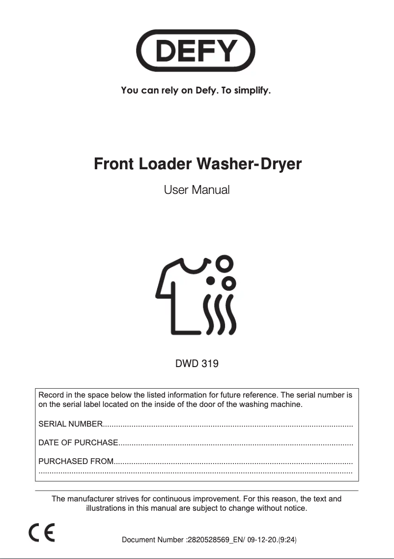 Página 1 del manual Manual de usuario Defy DWD319