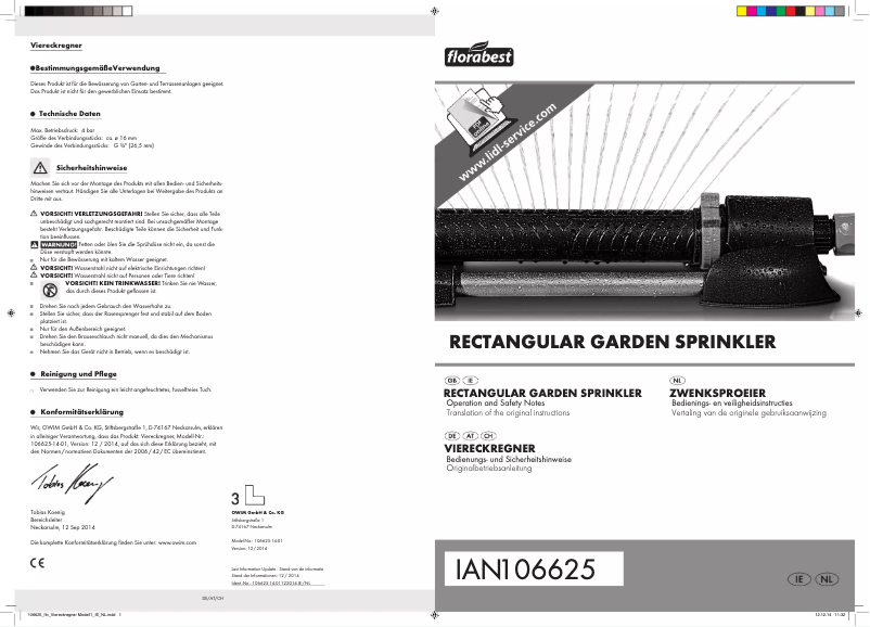 Imagen de la primera página del manual del dispositivo IAN 106625