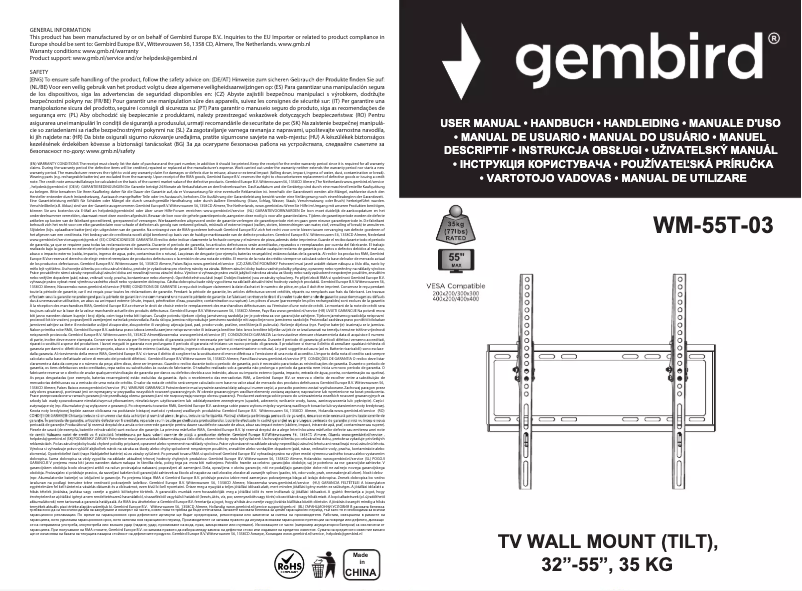 Imagen de la primera página del manual del dispositivo WM-55T-03
