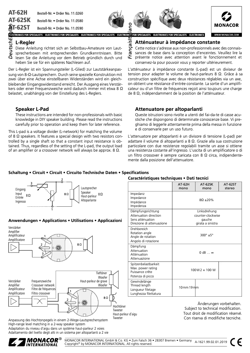 Imagen de la primera página del manual del dispositivo AT-62SK