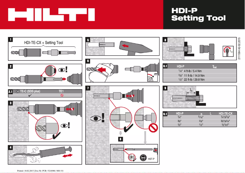 Página 1 del manual Instrucciones / montaje Hilti HDI-P