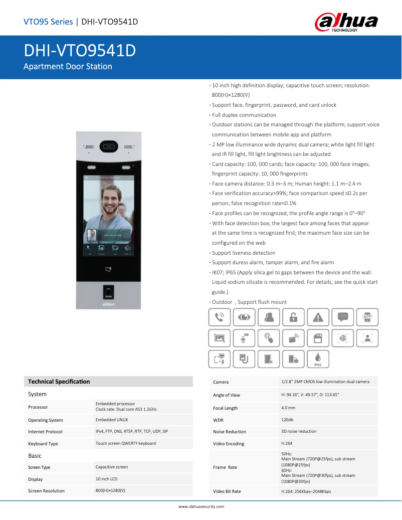 Imagen de la primera página del manual del dispositivo VTO9541D
