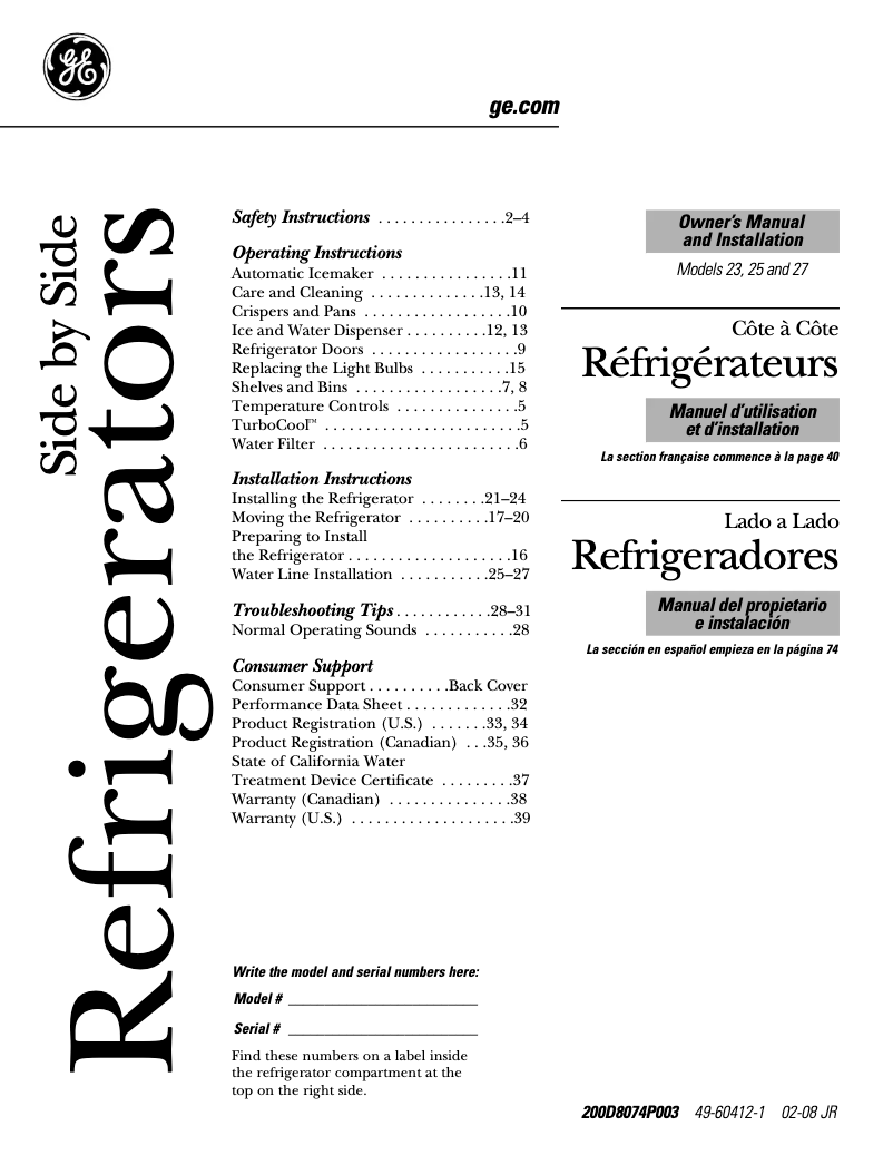 Imagen de la primera página del manual del dispositivo Adora DSF25KGTBG