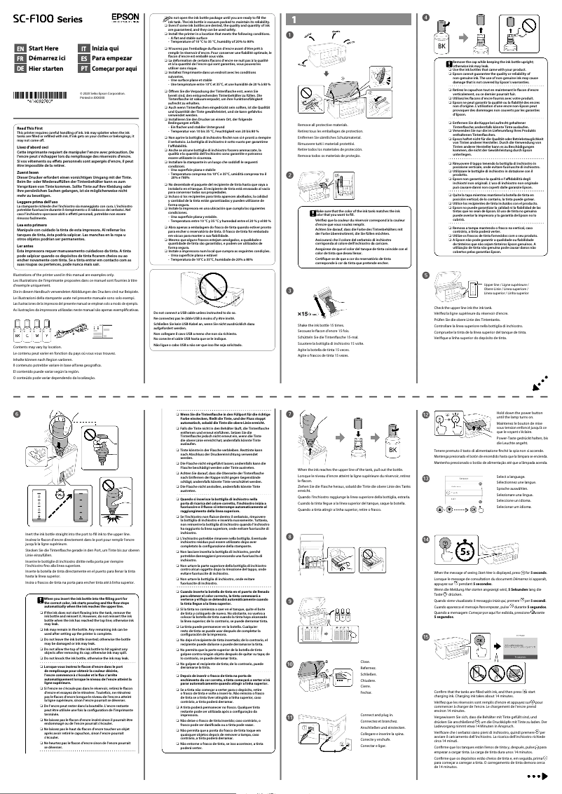 Página 1 del manual Guía de instalación Epson SC-F100