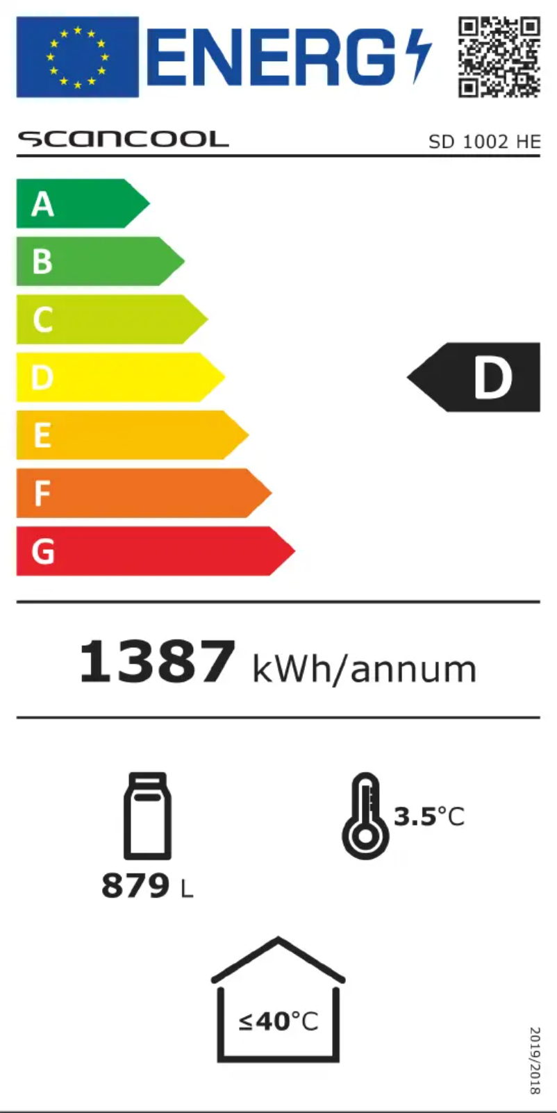 Página 1 del manual Etiqueta energética Scancool SD 1002 HE