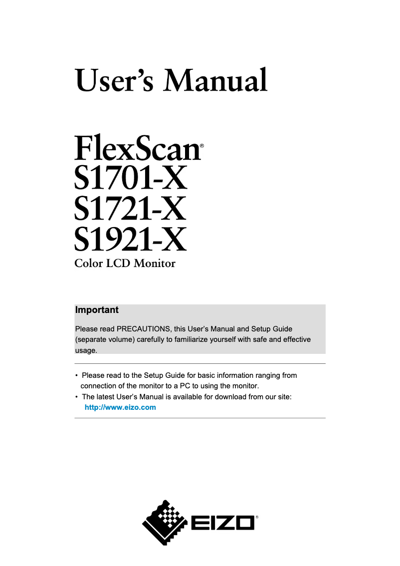 Página 1 del manual Manual de usuario Eizo S1721XSH-BK