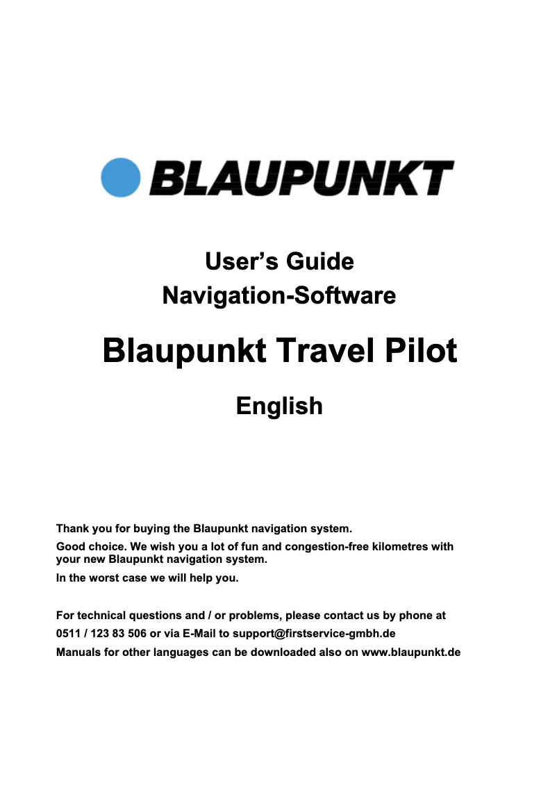 Página 1 del manual Manual de usuario Blaupunkt 50 CE Pro
