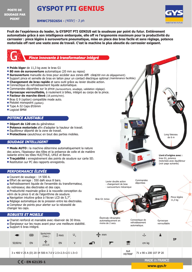Página 1 del manual Ficha técnica GYS BMW C7502654
