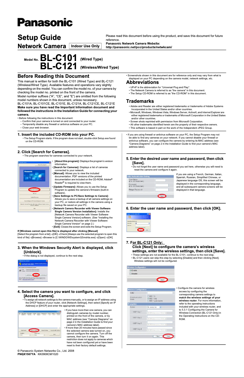 Imagen de la primera página del manual del dispositivo BL-C121
