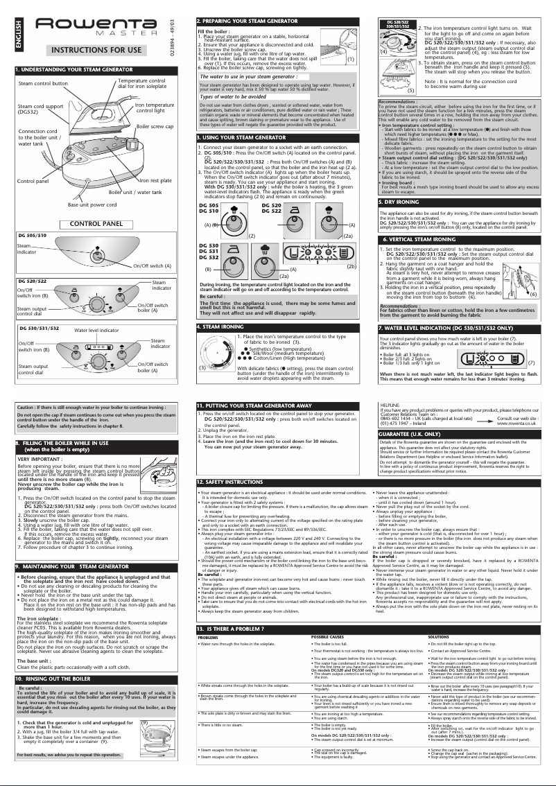 Imagen de la primera página del manual del dispositivo Master DG 505