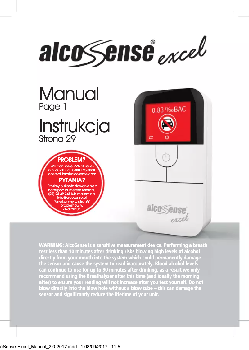 Página 1 del manual Manual de usuario AlcoSense Excel