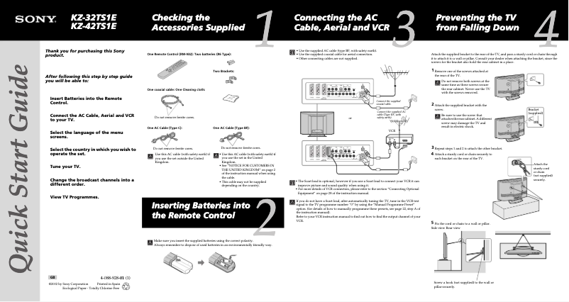 Imagen de la primera página del manual del dispositivo KZ-42TS1E