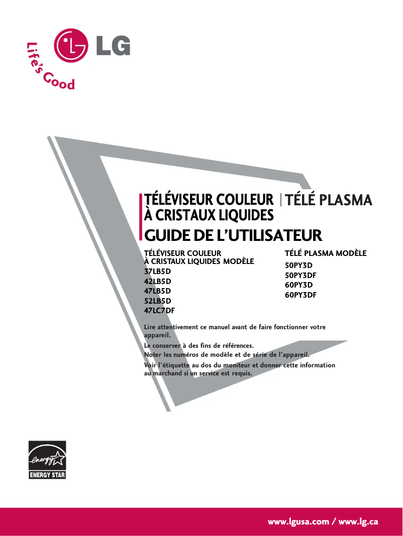 Imagen de la primera página del manual del dispositivo 52LB5D