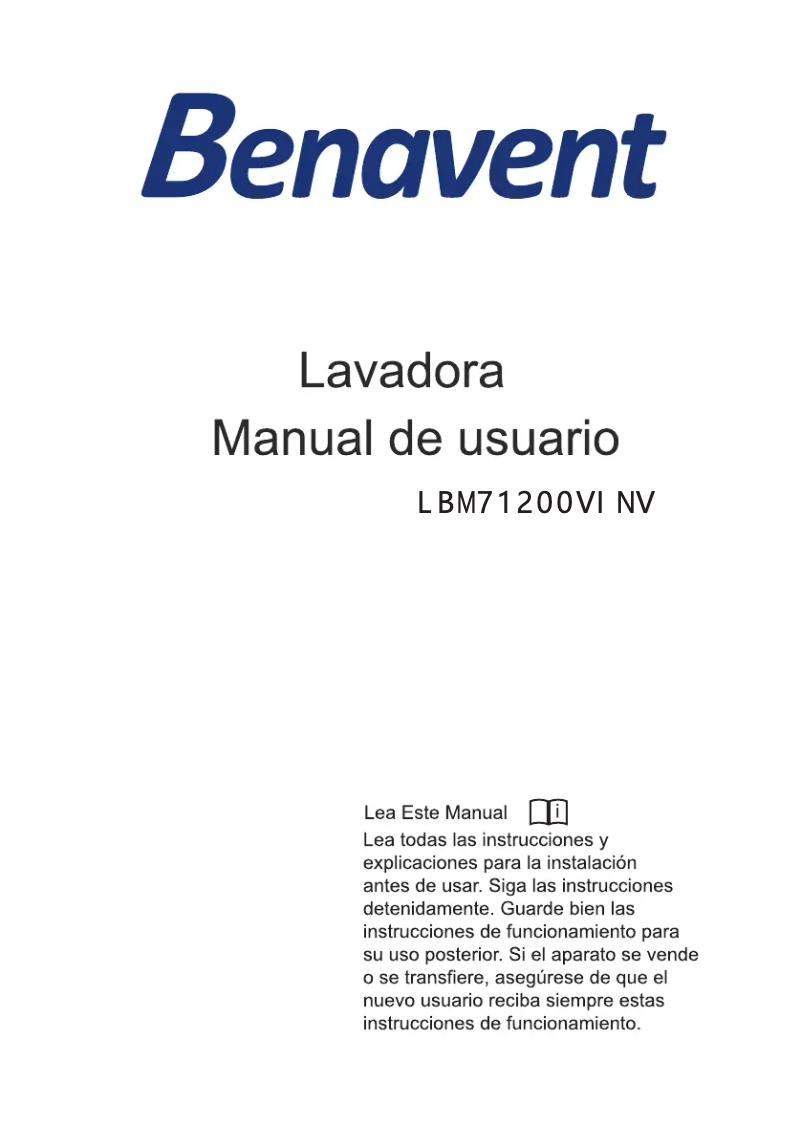 Imagen de la primera página del manual del dispositivo LBM91400VINV