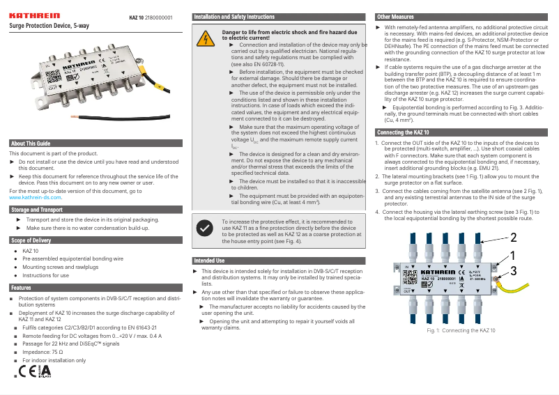 Página 1 del manual Manual de usuario Kathrein KAZ 10