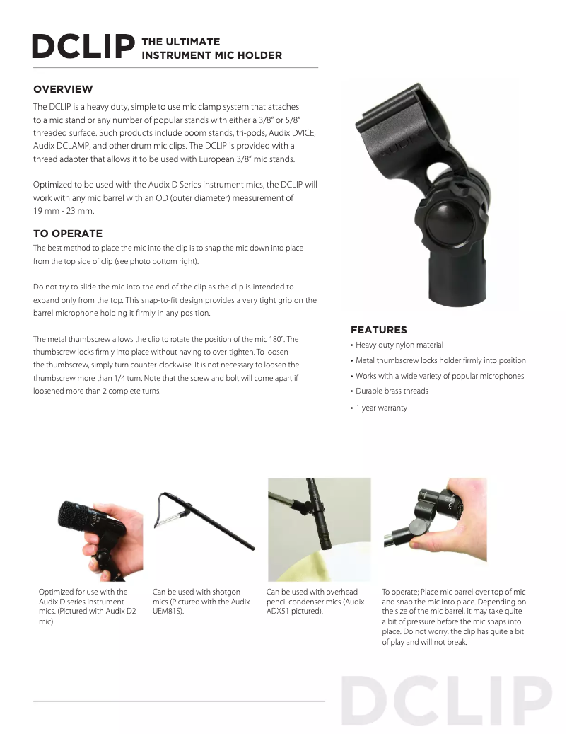 Imagen de la primera página del manual del dispositivo D-Clip